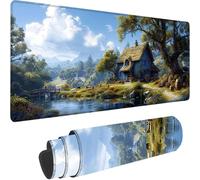 Tapis de Souris Bleu 900 x 400 x 3 mm Grand Tapis de Souris XXL Gaming, Cabane dans Les Arbres Mouse Pad à Bords Cousus, Base en Caoutchouc Antidérapante sous Main Bureau pour Gamer, Ordinateur S-M