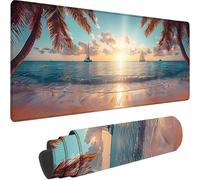 Tapis de Souris Bleu 900 x 400 x 3 mm Grand Tapis de Souris XXL Gaming, Océan Mouse Pad à Bords Cousus, Base en Caoutchouc Antidérapante sous Main Bureau pour Gamer, Ordinateur Decoration Maison 3-V