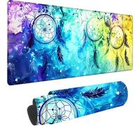 Tapis de Souris Bleu 900x300x3 mm Grand Tapis de Souris XXL Gaming, Attrape-Rêves Mouse Pad à Bords Cousus, Base en Caoutchouc Antidérapante Sous Main Bureau pour Gamer, Ordinateur, PC, Decoration I-A