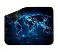 Tapis de Souris Bleu Carte du Monde Tapis de Souris Gamer, Mouse Pad Petit 250 x 210 x 3 mm, sous-Main Bureau avec Bords Cousus, Surface Résistant à Usure, Base en Caoutchouc Antidérapante t0s-554
