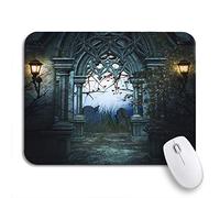 Tapis De Souris Bleu Gothique Sombre Cimetière Horreur Nocturne Hanté Funérailles Dramatique Tapis De Souris D'Ordinateur Glissement Facile Tapis De Souris Carré, Pour Maison, Jeux, 25 x 30cm