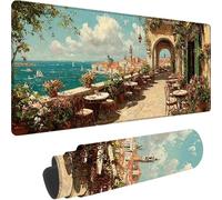 Tapis de Souris Bleu, Grand Tapis de Souris XXL 1200 x 600 x 3 mm Paysage sous Main Bureau, Mouse Pad pour Clavier et Bureau, avec Bords Surpiqués et Dos Antidérapant pour Gamer Maison, Cadea w-6908