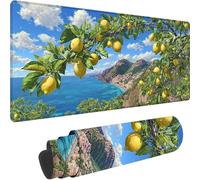 Tapis de Souris Bleu, Grand Tapis de Souris XXL 700x300x3 mm Paysage sous Main Bureau, Mouse Pad pour Clavier et Bureau, avec Bords Surpiqués et Dos Antidérapant pour Decoration Maison, Cadeau w-2713