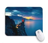 Tapis De Souris Bleu Le Célèbre Nid D'Hirondelle du Château Près De Yalta Bureau Tapis Souris Personnalisé Tapis De Souris Carré, pour Ordinateur Portable, Ordinateur, 25 x 30cm