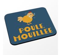 Tapis de Souris Bleu - Poule Mouillée Animaux Humour Expression - (Dimensions 24 x 20 cm)