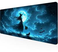 Tapis De Souris Bleu,Sous Main Bureau Sorcière Tapis De Souris XXL Gaming 1600x800x3mm Protege Bureau Avec Base AntidéRapante,Durable Et ImperméAble Tissu Texturé Microtissu AméLiore PréCision Y1-963