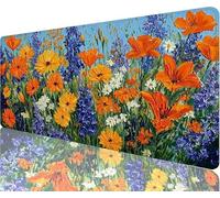 Tapis de Souris Bleu Tapis de Souris Gaming xxl 1000x500x3mm,Fleur Mouse Pad Imperméable et Antidérapant les Bords à Double Couture Assurent Durabilité,Tandis Microfibre Précision Cadeaux Homme N1-322