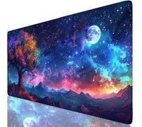Tapis de Souris Bleu Tapis de Souris XXL 700 x 400 mm, Mouse Pad Ciel Étoilé avec Base Anti-Dérapage, Design Durable et Imperméable, Améliore la précision et la Vitesse, Accessoire Bureau Gamer K0-47