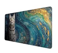 Tapis de Souris Bleu Tapis Souris XXL 1200 x 600 mm, Imperméable Mousepad Chat Motif 3MM Bords Cousus Conception Accessoire Bureau Base en Caoutchouc Antidérapant Surface pour Gamer, Bureau -hjw250640