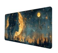 Tapis de Souris Bleu Tapis Souris XXL 70 x 30 cm, Imperméable Mousepad Lune Motif 3MM Bords Cousus Conception Accessoire Bureau Base en Caoutchouc Antidérapant Surface pour Gamer, Bureau -hjw2506C1