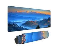 Tapis de Souris Bleu Tapis Souris XXL 80x40cm, sous Main Bureau Paysage Mouse Pad avec Bords Cousus, Imperméable Base en Caoutchouc Antidérapant Surface pour Bureau, Études, Gaming -zjn2509H2AJMT53