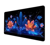 Tapis de Souris Bleu Tapis Souris XXL 900 x 300 mm, Imperméable Mousepad Cactus Motif Bords Cousus Conception Accessoire Bureau Base en Caoutchouc Antidérapant Surface pour Gamer, Bureau -hjw2506EV