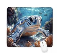 Tapis de Souris bleu,tortue mer Tapis de Souris Gamer 240x200x3mm Bords Cousus,Haute Précision et Vitesse avec Bords Cousus et Base en Caoutchouc Antidérapante Mouse Pad Femme,pour Bureau,Gaming J-791