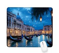Tapis de Souris bleu, Venise Tapis de Souris Gamer 290x240x3mm Bords Cousus, Haute Précision et Vitesse avec Bords Cousus et Base en Caoutchouc Antidérapante Mouse Pad Femme, pour Bureau, Gaming J-211