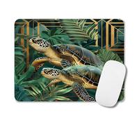 Tapis de souris bohème vert avec motif tortue de mer botanique pour enfants, petit tapis de souris amusant pour bureau, jeu, ordinateur portable, mini tapis de souris pour ordinateur de voyage, bureau