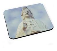 Tapis de souris Bouddha debout en marbre blanc karana mudra conjuration du Blanc G