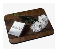 Tapis de souris Bouquet de fleurs blanches et petit mot pour papa sur un G