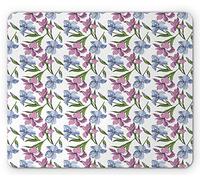 Tapis De Souris Bouquets De Fleurs D'Iris Champ Shabby Parfum Pétales Vivaces Motif Printemps Tapis De Souris D'Ordinateur Résistant À Usure Bureau Tapis Souris, pour Ordinateur, Jeux, 25x30cm