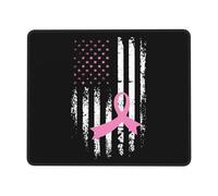 Tapis De Souris Breast Awareness America Flag Pink Ribbon Mousepad Anti-Dérapant sous-Main Comfortable Mouse Pad pour Voyage Table Claviers 25X30CM