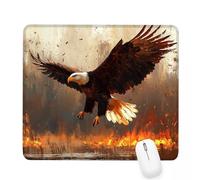 Tapis de Souris Brun,360x300x3mm Tapis de Souris Gamer Aigle Mousepad,ase en Caoutchouc Imperméable et Antidérapante,Carré Cabine Mouse Pad avec Bords Surpiqués,pour Bureau Décoration Cadeaux J-508