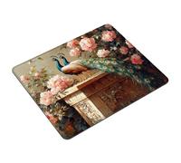 Tapis de Souris Brun Tapis Souris Gaming Paon Mouse Pad avec Bords Cousus et Base en Caoutchouc Antidérapant, Petit Portable Mousepad pour Gamer, PC, Ordinateur Portable, Bureau 23 x 18 cm S0-215