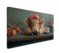 Tapis de Souris Bœuf Tapis de Souris Gaming XXL 1000x500x3mm, Fleur Tapis de Bureau avec Bords Surpiqués et Dos Antidérapant, Mouse Pad Haute précision et Vitesse, Mousepad pour PC, Gaming, Model 658