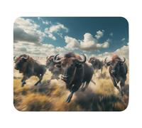 Tapis De Souris Buffalo Running Across The Prairie Animal Tapis De Souris Gaming Améliore La Précision Et La Vitesse Mouse Pad Étanche Mousepad De Bureau pour Souris Clavier Pc 25X30Cm