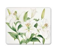 Tapis de Souris Bureau Antidérapant, Petit Mouse Pad 18 x 23 cm en Caoutchouc, Surface Lisse pour Souris Optique et Laser, Lavable pour Travail, PC et Ordinateur Portable - Fleurs & Lis XS#863