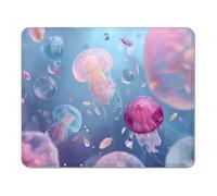 Tapis de Souris Bureau Antidérapant, Petit Mouse Pad 36 x 30 cm en Caoutchouc, Surface Lisse pour Souris Optique et Laser, Lavable pour Travail, PC et Ordinateur Portable - Rose & Méduse XS#1055