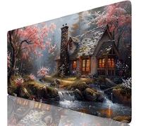Tapis de Souris Cabine Tapis de Souris XXL 1600 x 800 mm, Mouse Pad Forêt avec Base Anti-Dérapage, Design Durable et Imperméable, Améliore la précision et la Vitesse, Accessoire Bureau Gamer K0-921