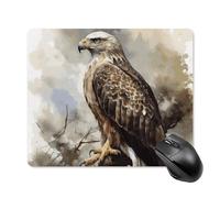 Tapis de souris carré à l'aquarelle de Hawk assis avec base en caoutchouc antidérapant 18 x 22 cm Tapis de souris de jeu ultra fin pour ordinateur portable Accessoires de bureau