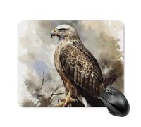 Tapis de souris carré à l'aquarelle de Hawk assis avec base en caoutchouc antidérapant 20 x 25 cm Tapis de souris de jeu ultra fin pour ordinateur portable Accessoires de bureau