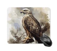 Tapis de souris carré à l'aquarelle de Hawk assis avec base en caoutchouc antidérapant 25 x 30 cm Tapis de souris de jeu ultra fin pour ordinateur portable Accessoires de bureau