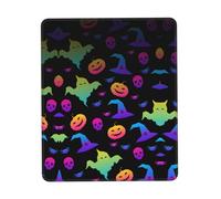 Tapis de souris carré arc-en-ciel, fantôme, chapeau de sorcière, araignées, tissu avec base caoutchoutée, tapis de souris de jeu standard, base en caoutchouc antidérapant