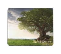 Tapis de souris carré avec base en caoutchouc antidérapant, 20,1 x 24,1 cm avec bords cousus arbre avec paysage de branches, tapis de souris de jeu pour souris sans fil, ordinateur, ordinateur