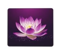 Tapis de souris carré avec base en caoutchouc antidérapant, 20,1 x 24,1 cm avec bords cousus fleur de lotus violet pour souris sans fil, ordinateur, ordinateur portable, maison et bureau