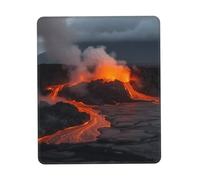 Tapis de souris carré avec base en caoutchouc antidérapant, 20,1 x 24,1 cm avec bords cousus Kilauea Volcano, tapis de souris de jeu pour souris sans fil, ordinateur, ordinateur portable, maison