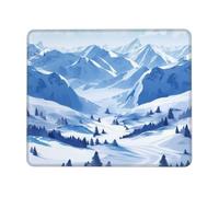 Tapis de souris carré avec base en caoutchouc antidérapant, 21,1 x 26,2 cm, avec bords cousus - Beau paysage de montagnes enneigées - Pour souris sans fil, ordinateur portable, maison, bureau