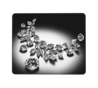 Tapis de souris carré avec base en caoutchouc antidérapant, 21,1 x 26,2 cm avec bords cousus bijoux en diamant, tapis de souris de jeu de luxe pour souris sans fil, ordinateur, ordinateur portable