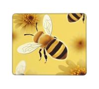 Tapis de souris carré avec base en caoutchouc antidérapant, 21,1 x 26,2 cm avec bords cousus Honey Bee2 pour souris sans fil, ordinateur, ordinateur portable, maison et bureau