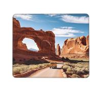 Tapis de souris carré avec base en caoutchouc antidérapant 25,4 x 30,5 cm avec bords cousus arches au parc national, tapis de souris de jeu pour souris sans fil, ordinateur, ordinateur portable