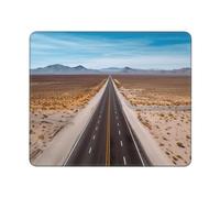 Tapis de souris carré avec base en caoutchouc antidérapant 25,4 x 30,5 cm avec bords cousus Autoroute route dans le désert pour souris sans fil, ordinateur, ordinateur portable, bureau à domicile