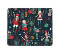 Tapis de souris carré avec base en caoutchouc antidérapant 25,4 x 30,5 cm avec bords cousus pour femme, motif casse-noisette, ballet, danse, jeu, sans fil, ordinateur, ordinateur portable, maison