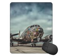 Tapis de souris carré avec base en caoutchouc antidérapant, motif avion, art, tapis de souris avec bords cousus, 25,4 x 30,5 cm, pour souris sans fil, ordinateur, ordinateur portable, maison, bureau