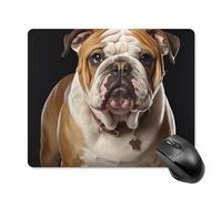 Tapis de souris carré avec base en caoutchouc antidérapant, motif bouledogue anglais, ultra fin, 18 x 22 cm, pour ordinateur portable, accessoires de bureau