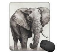 Tapis de souris carré avec base en caoutchouc antidérapant, motif croquis d'éléphant, avec bords cousus, 25,4 x 30,5 cm, pour souris sans fil, ordinateur, ordinateur portable, maison et bureau