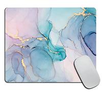 Tapis de souris carré avec base en caoutchouc antidérapant pour ordinateur portable de bureau, joli marbre, bleu (24,1 x 20,1 x 0,3 cm)
