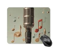 Tapis de souris carré avec microphone et note de musique - Tapis de souris portable avec base en caoutchouc antidérapant - 25 x 30 cm - Tapis de souris de jeu ultra fin pour ordinateur portable et