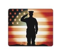Tapis de souris carré avec motif drapeau américain « Thank You Soldier Saluting America Flag » - Design personnalisé, imperméable et lavable - Avec base en caoutchouc antidérapant - Pour ordinateur