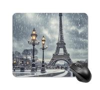 Tapis de souris carré avec motif Tour Eiffel d'hiver pour ordinateur portable, tapis de souris mignon, tapis de souris antidérapant pour jeu, bureau, maison, 25 x 30 cm